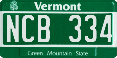 VT license plate NCB334