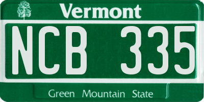 VT license plate NCB335