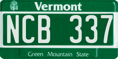 VT license plate NCB337