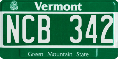 VT license plate NCB342