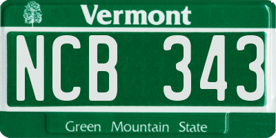 VT license plate NCB343