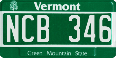 VT license plate NCB346