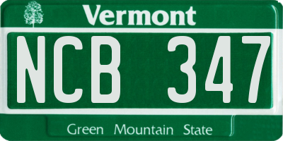 VT license plate NCB347