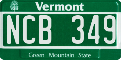 VT license plate NCB349