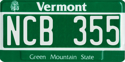 VT license plate NCB355