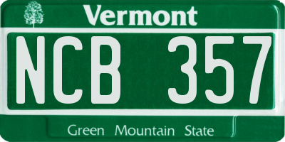 VT license plate NCB357