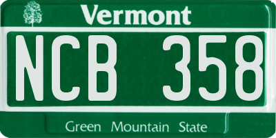 VT license plate NCB358