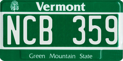 VT license plate NCB359
