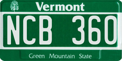 VT license plate NCB360