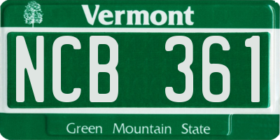 VT license plate NCB361