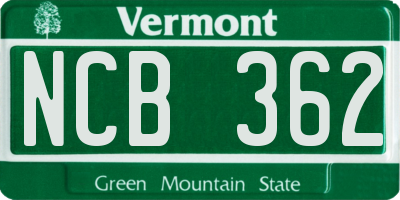 VT license plate NCB362