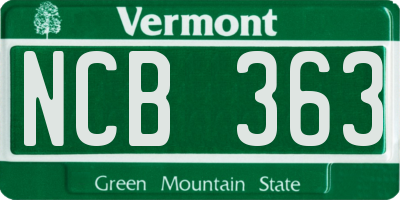 VT license plate NCB363