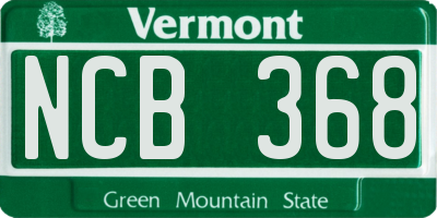 VT license plate NCB368