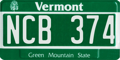 VT license plate NCB374