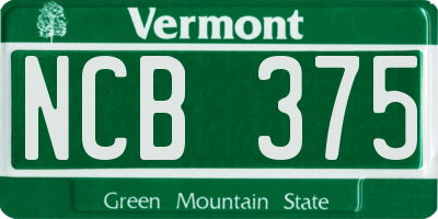 VT license plate NCB375