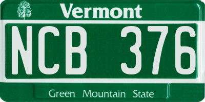 VT license plate NCB376