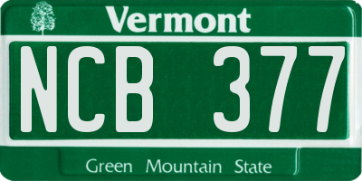 VT license plate NCB377