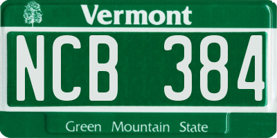 VT license plate NCB384