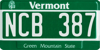 VT license plate NCB387