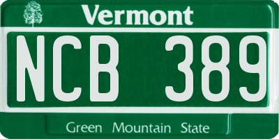 VT license plate NCB389