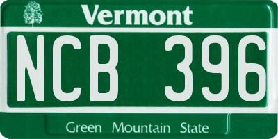 VT license plate NCB396