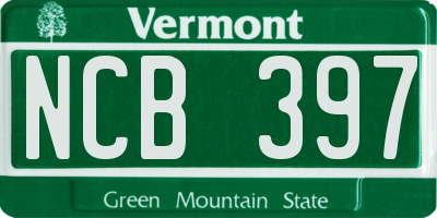 VT license plate NCB397