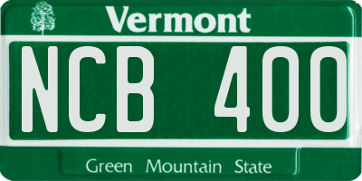 VT license plate NCB400