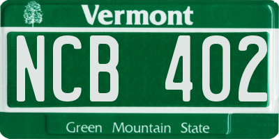 VT license plate NCB402