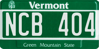 VT license plate NCB404
