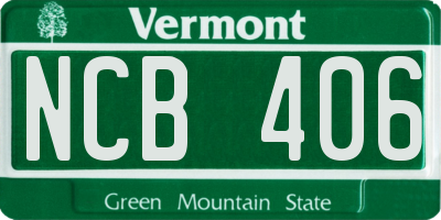 VT license plate NCB406