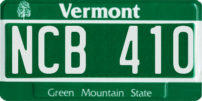 VT license plate NCB410