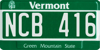 VT license plate NCB416