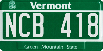 VT license plate NCB418