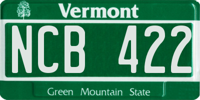 VT license plate NCB422