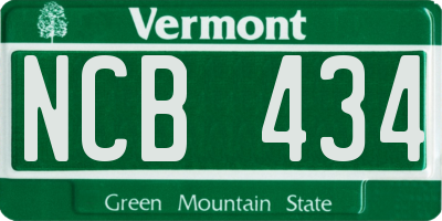 VT license plate NCB434
