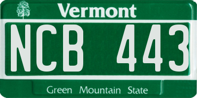 VT license plate NCB443