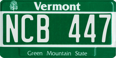 VT license plate NCB447