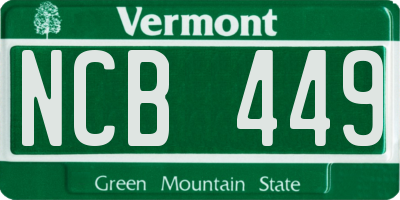 VT license plate NCB449