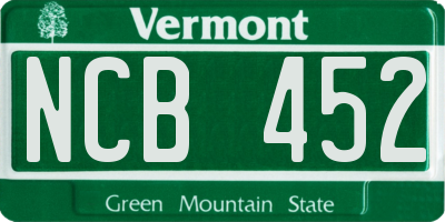 VT license plate NCB452