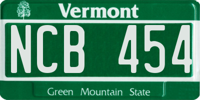 VT license plate NCB454