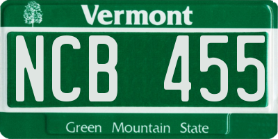 VT license plate NCB455
