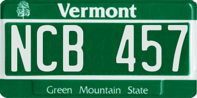 VT license plate NCB457