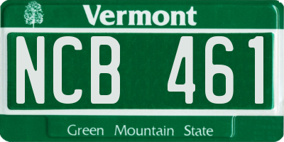 VT license plate NCB461
