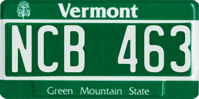 VT license plate NCB463