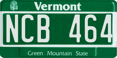 VT license plate NCB464