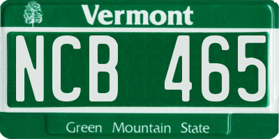 VT license plate NCB465
