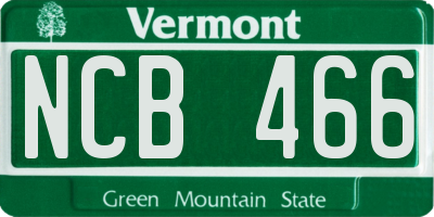 VT license plate NCB466