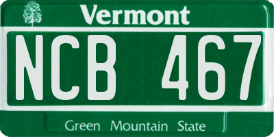 VT license plate NCB467