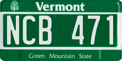 VT license plate NCB471