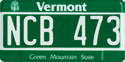 VT license plate NCB473